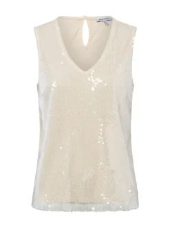 More & More Damen Paillettentop in beige