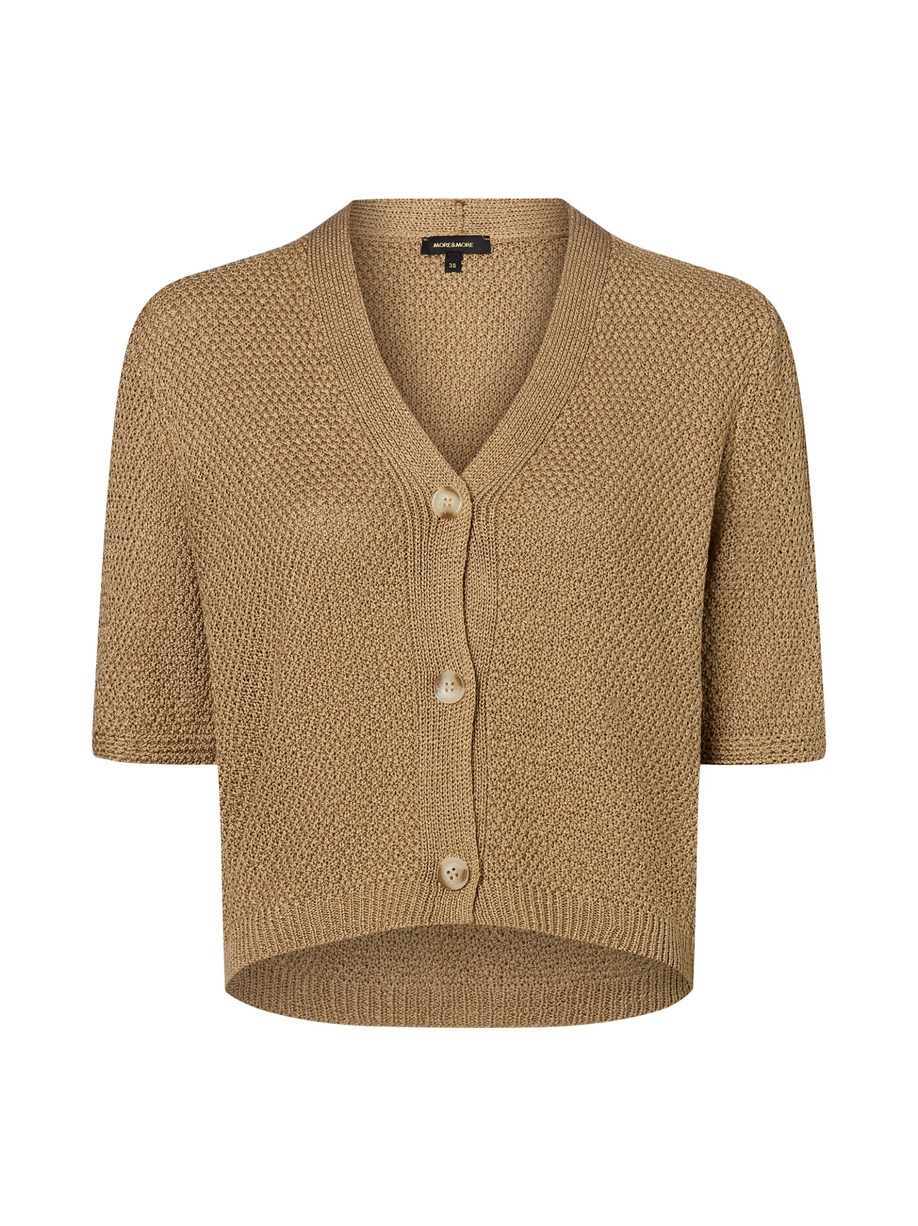 More & More Damen Strickjacke in beige - Ärmel: Halbarm