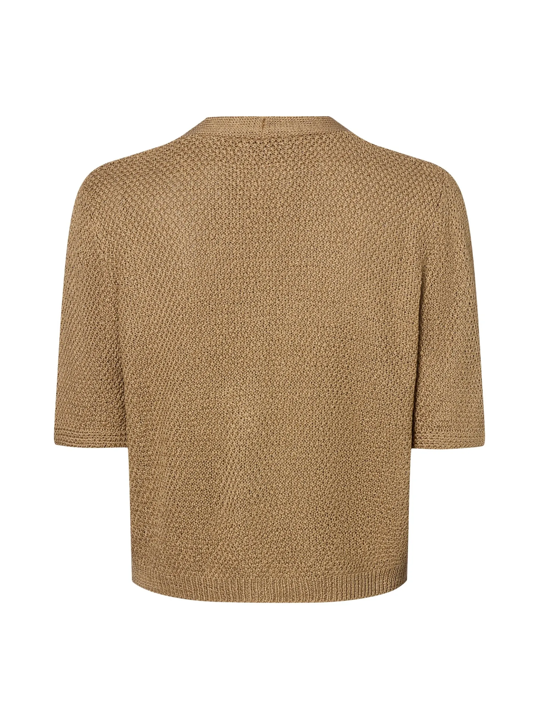 More & More Damen Strickjacke in beige - Ärmel: Halbarm