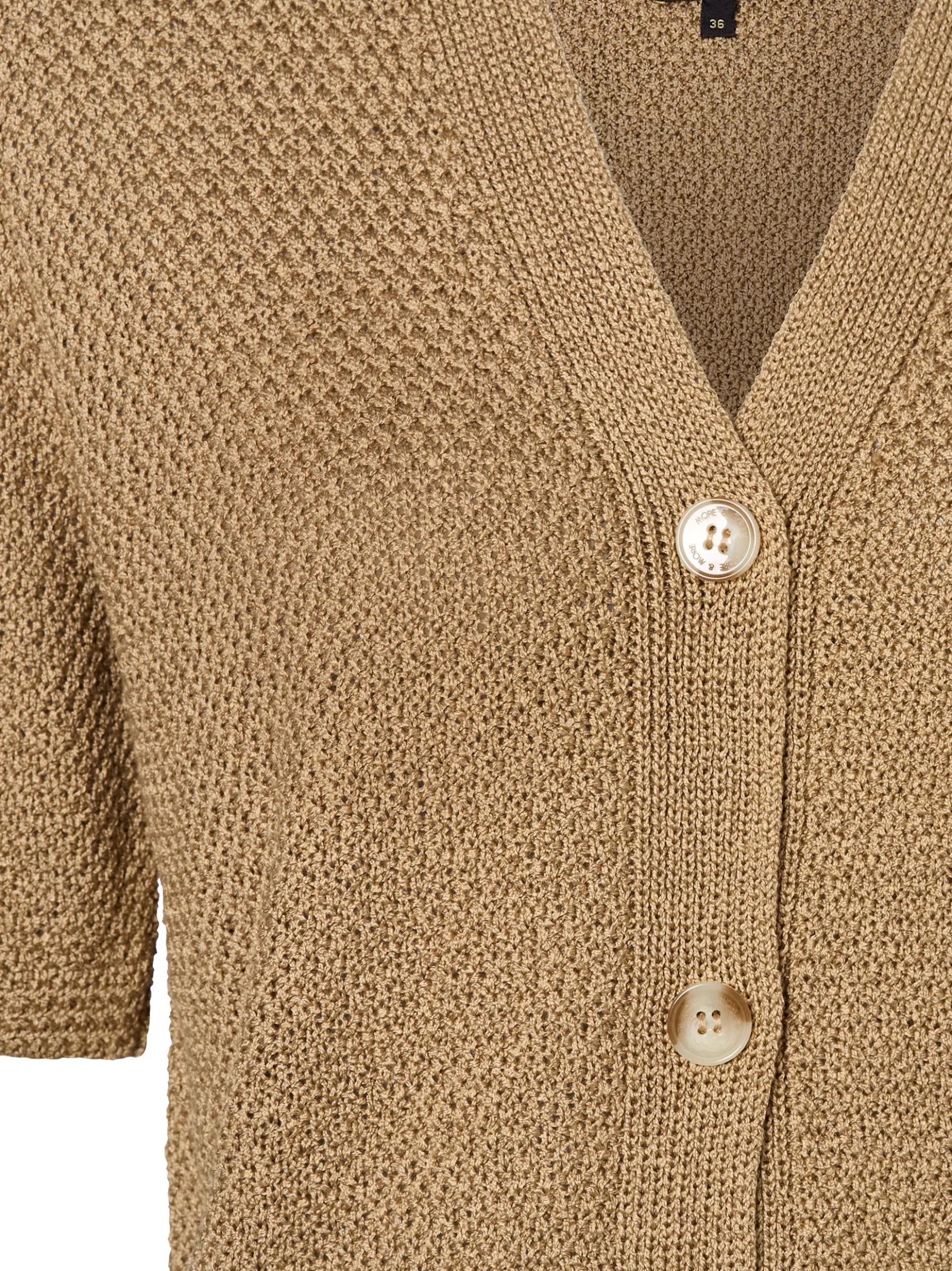 More & More Damen Strickjacke in beige - Ärmel: Halbarm