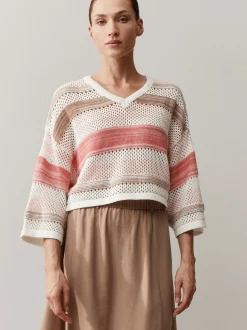 More & More Damen Strickpullover in ecru rosa