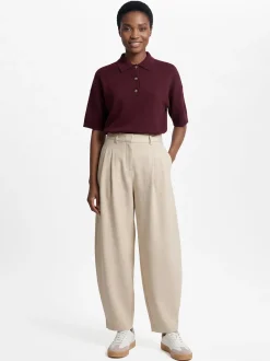 Msch Copenhagen Damen Bundfaltenhose - MSCHEsteriane in beige