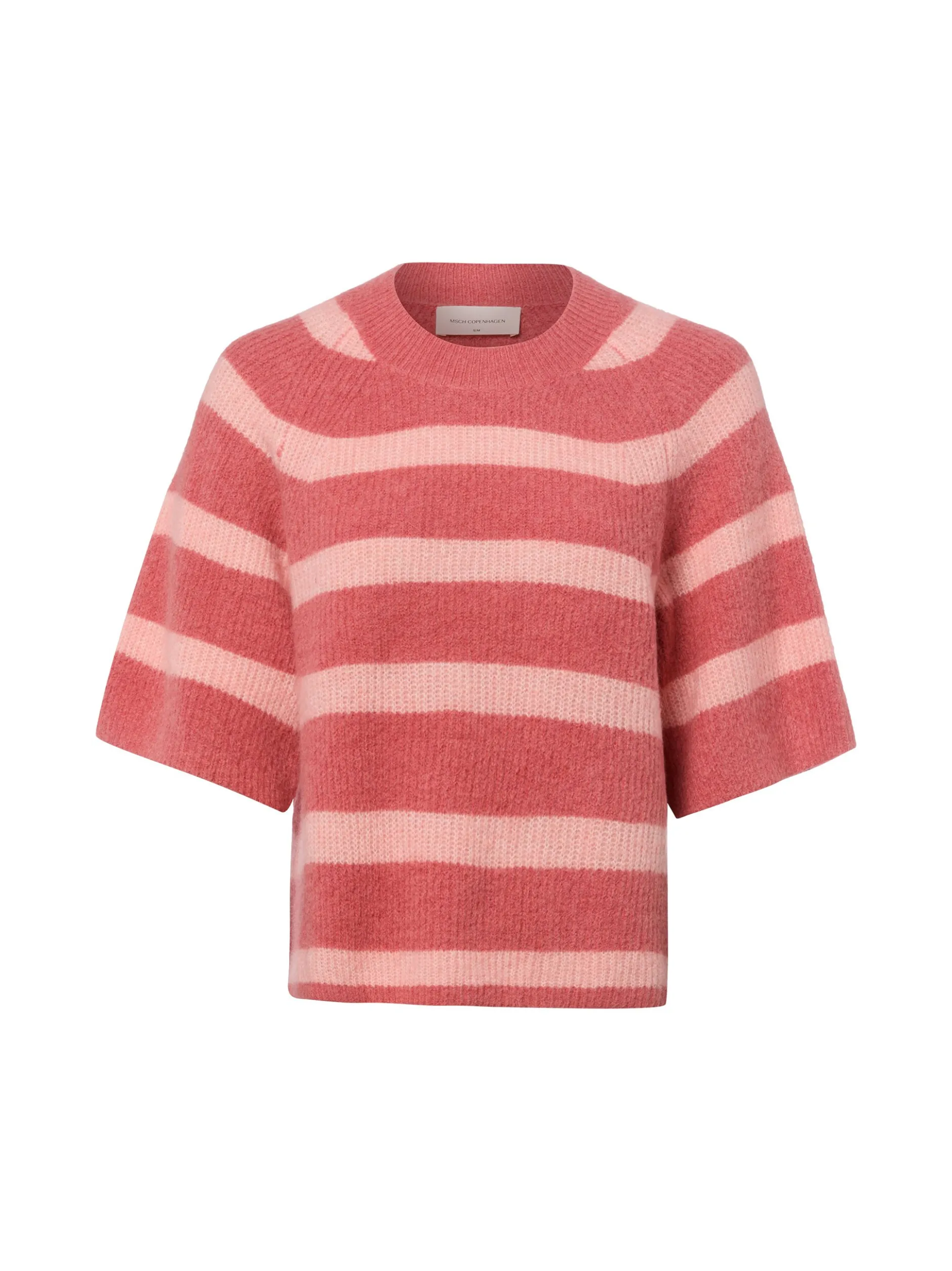 Msch Copenhagen Damen Kurzarm-Strickpullover mit Alpaca-Anteil - MSCHMilania Hope in koralle rosa