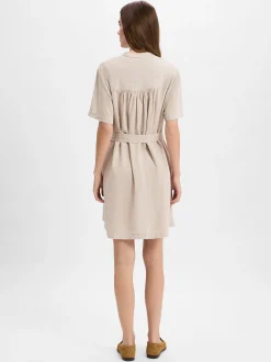 Msch Copenhagen Damen Shirtkleid mit Leinen-Anteil - MSCHPennie Ginia in beige