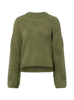 Msch Copenhagen Damen Strickpullover mit Wolle und Alpaka - MSCH Miabelle Hope in schilf