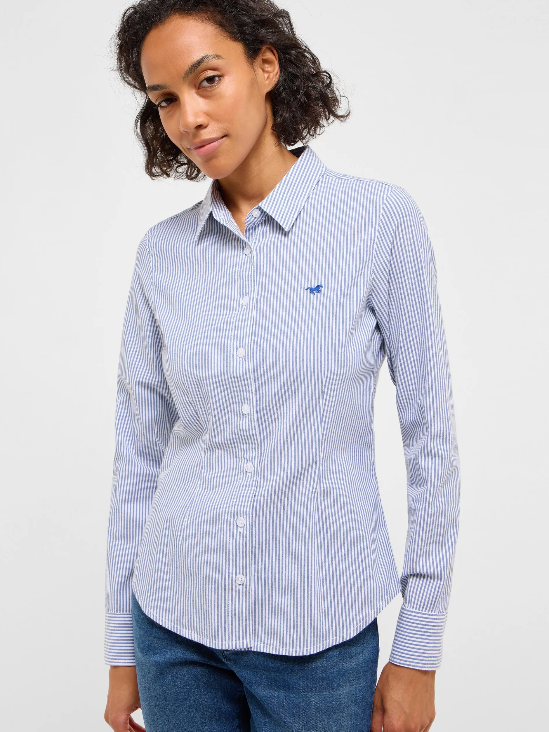 Mustang Damen Bluse in blau - Ärmel: langarm