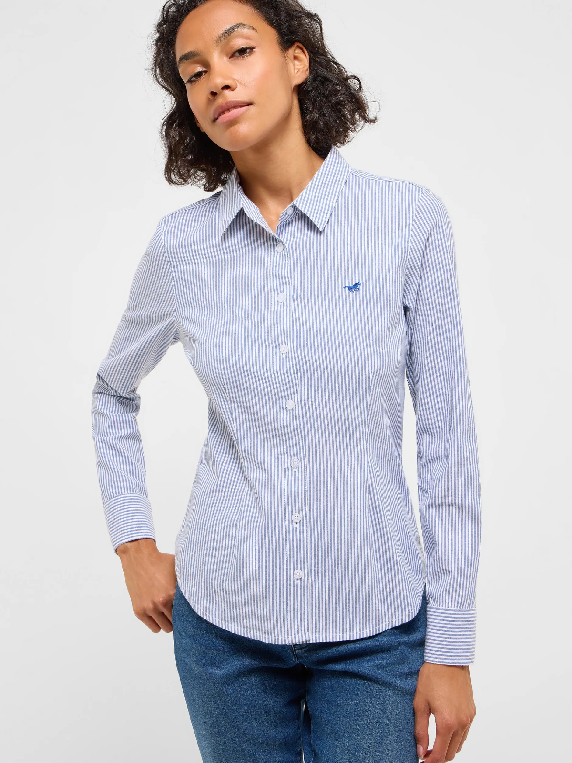 Mustang Damen Bluse in blau - Ärmel: langarm