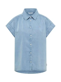 Mustang Damen Bluse in light stone - Ärmel: Halbarm