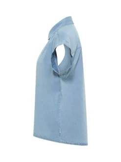 Mustang Damen Bluse in light stone - Ärmel: Halbarm
