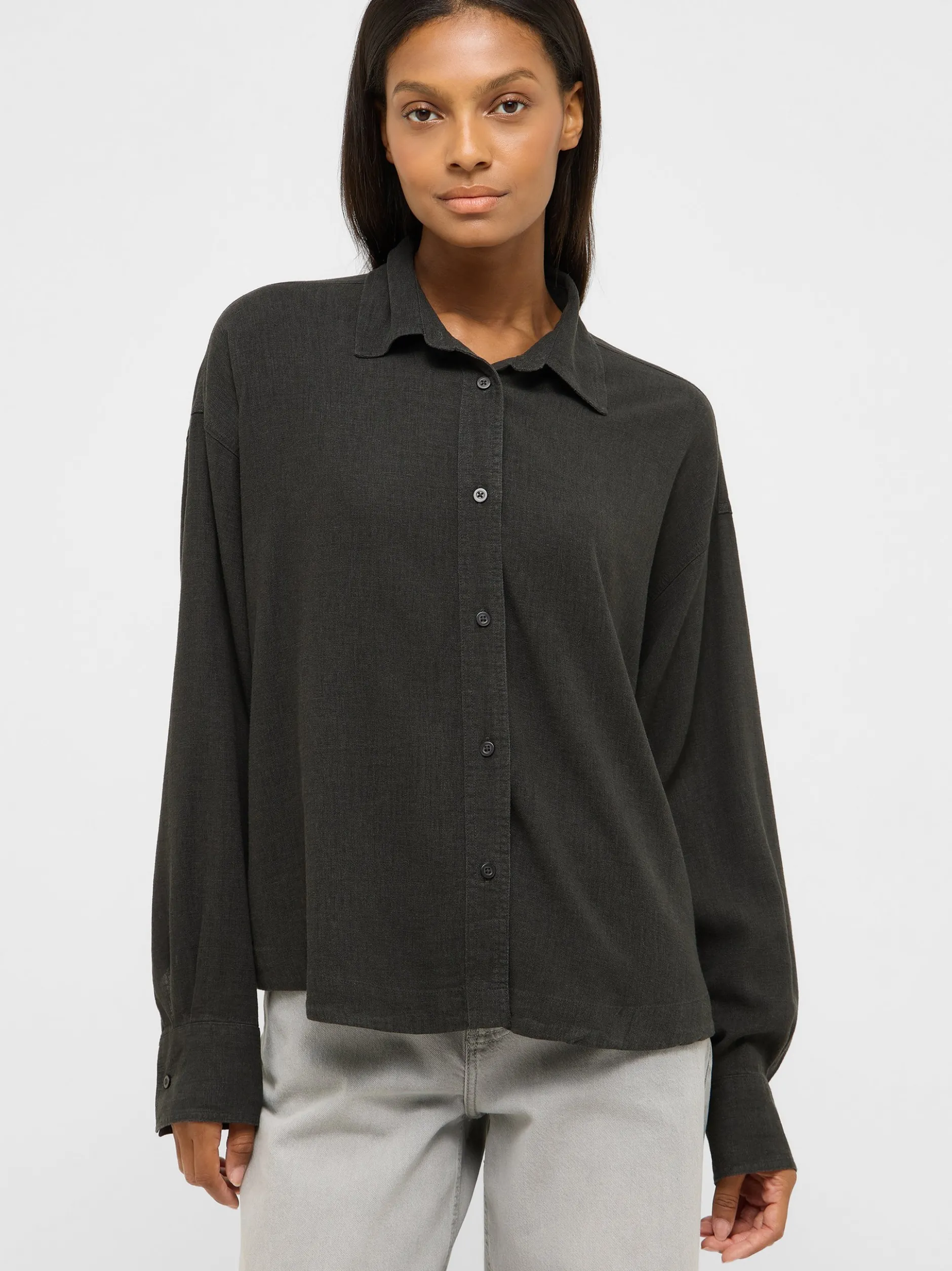 Mustang Damen Bluse in schwarz - Ärmel: langarm