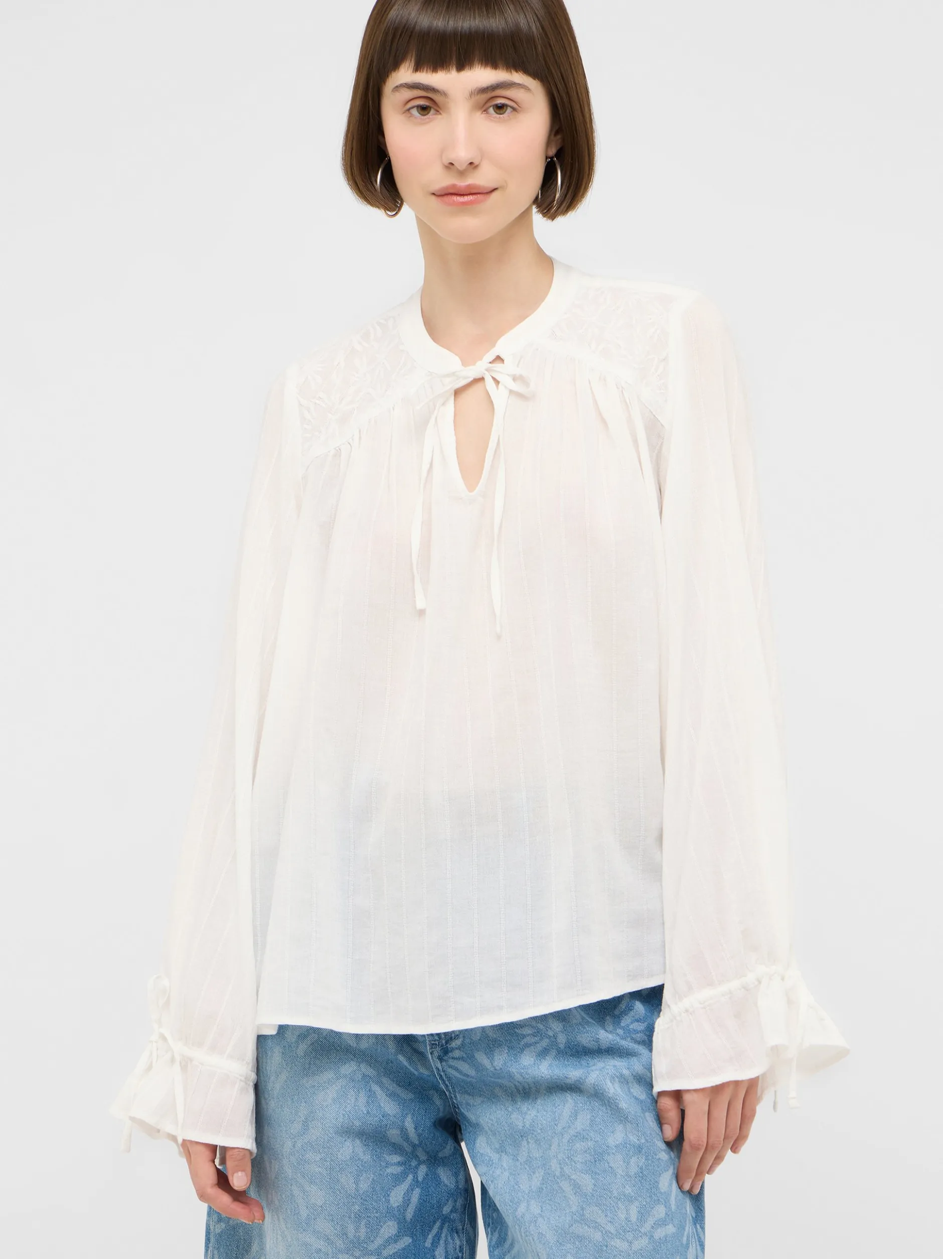 Mustang Damen Bluse in weiß - Ärmel: langarm