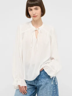 Mustang Damen Bluse in weiß - Ärmel: langarm