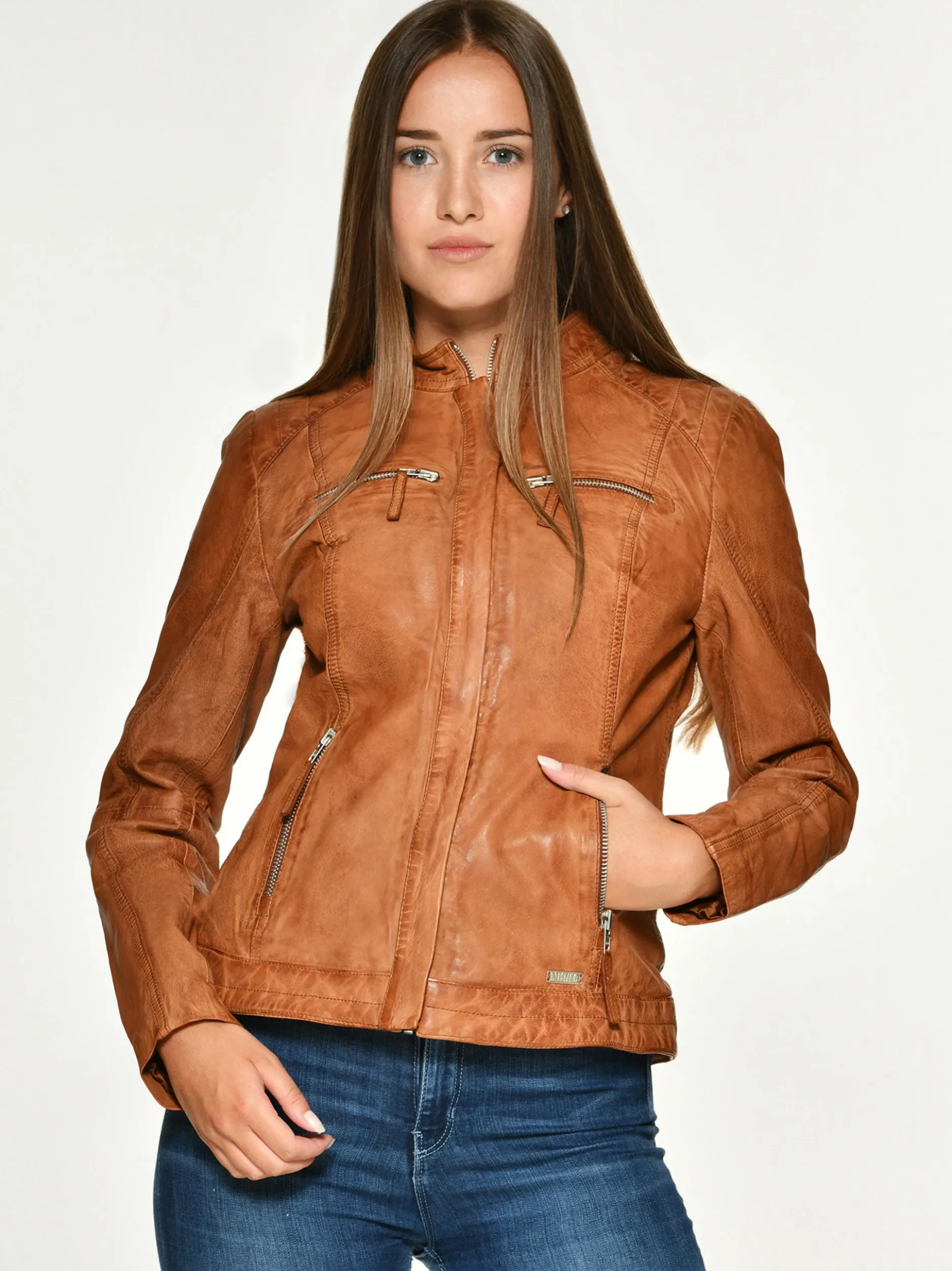 Mustang Damen Lederjacke in cognac