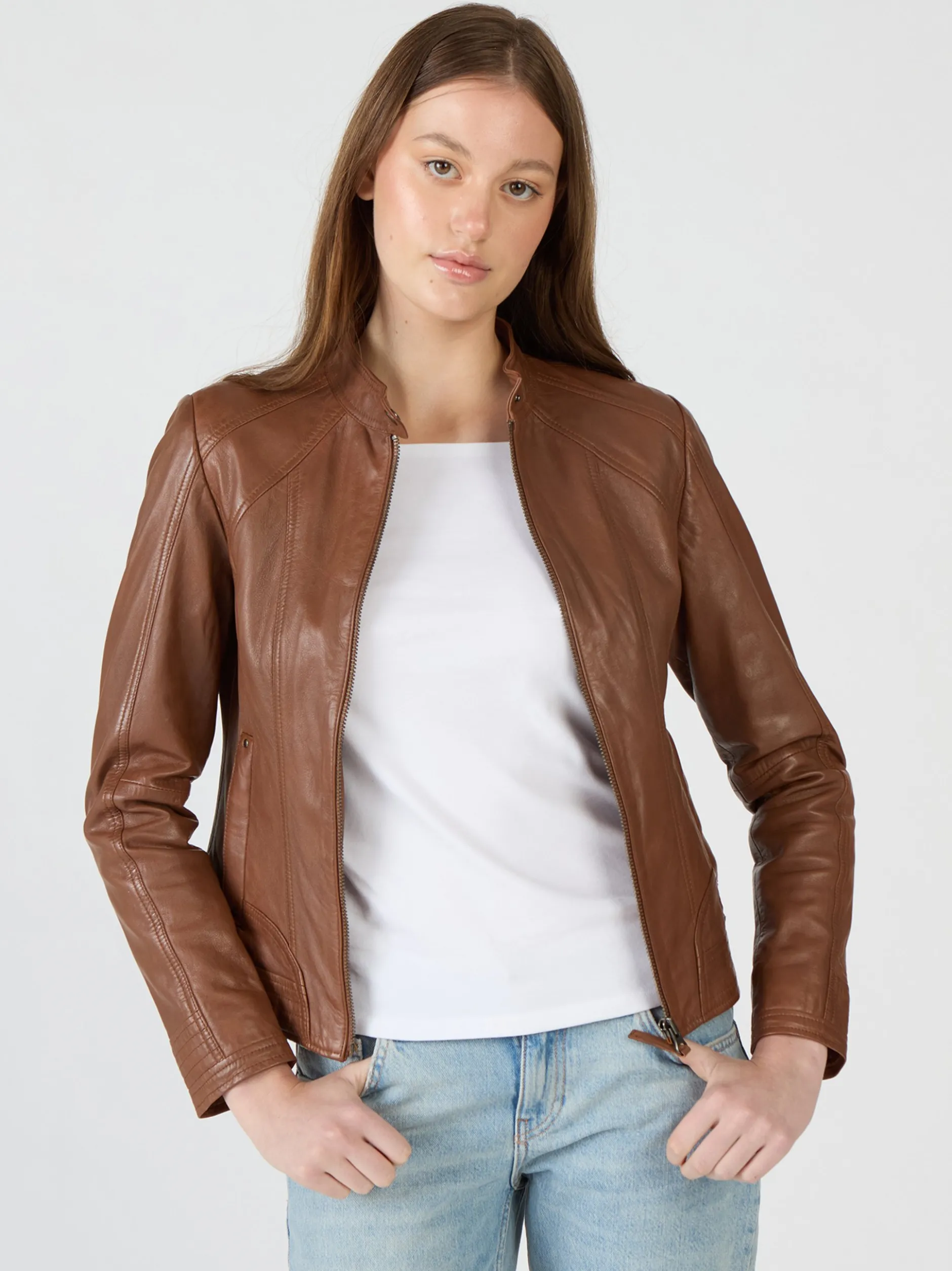 Mustang Damen Lederjacke in cognac