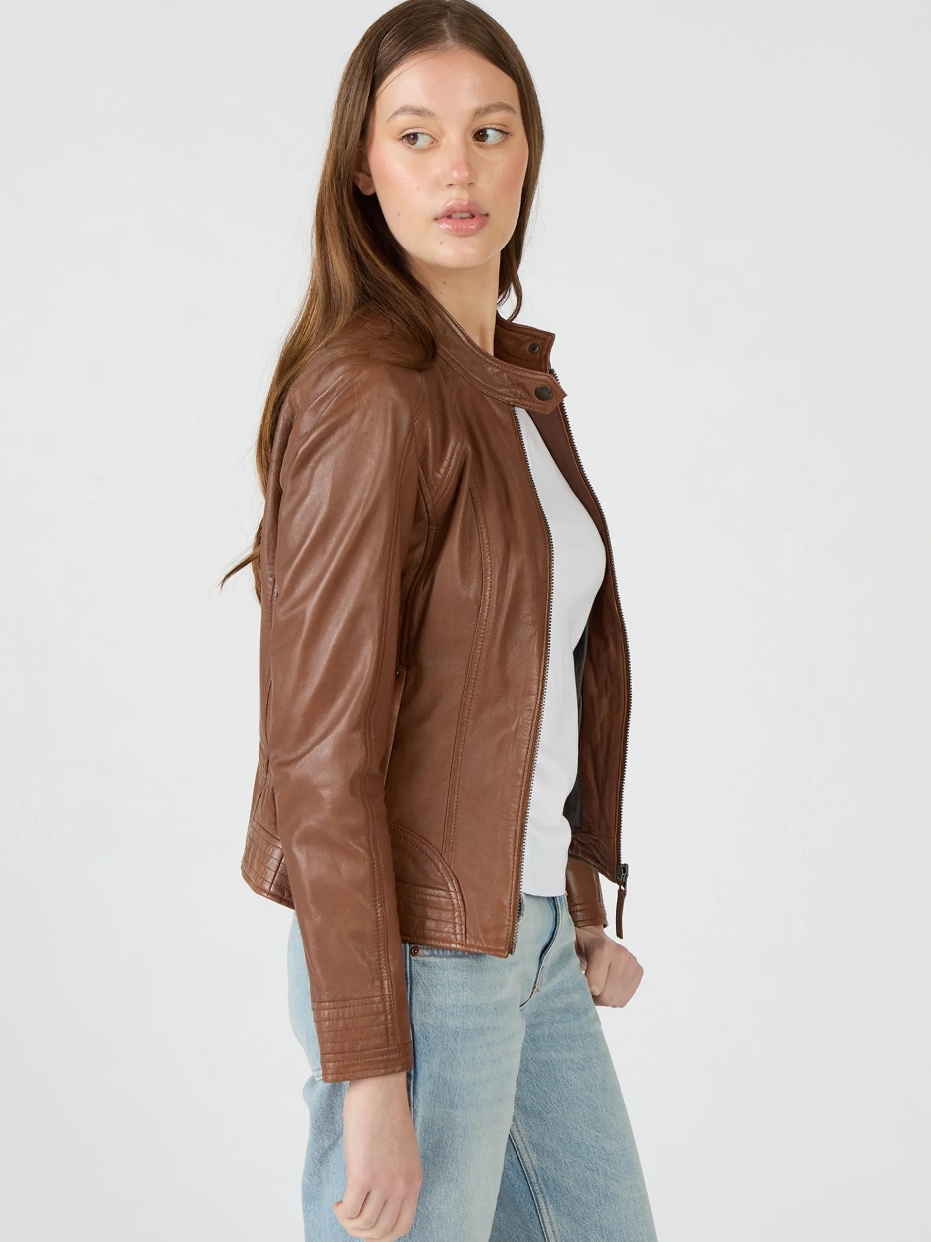 Mustang Damen Lederjacke in cognac