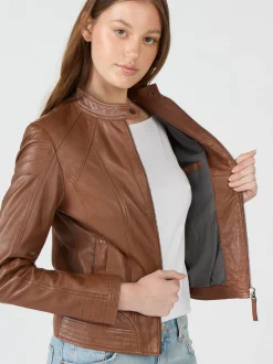 Mustang Damen Lederjacke in cognac