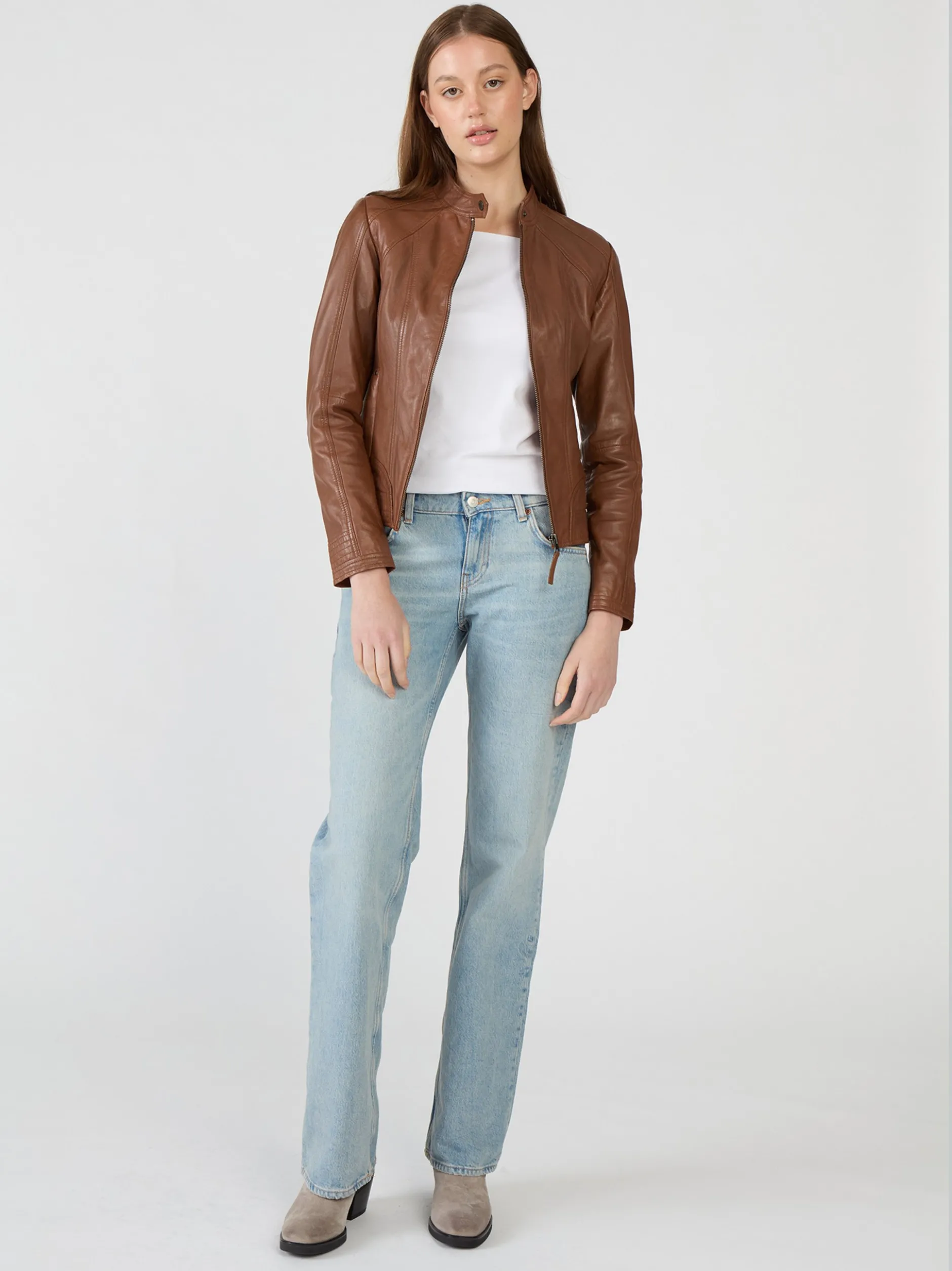 Mustang Damen Lederjacke in cognac