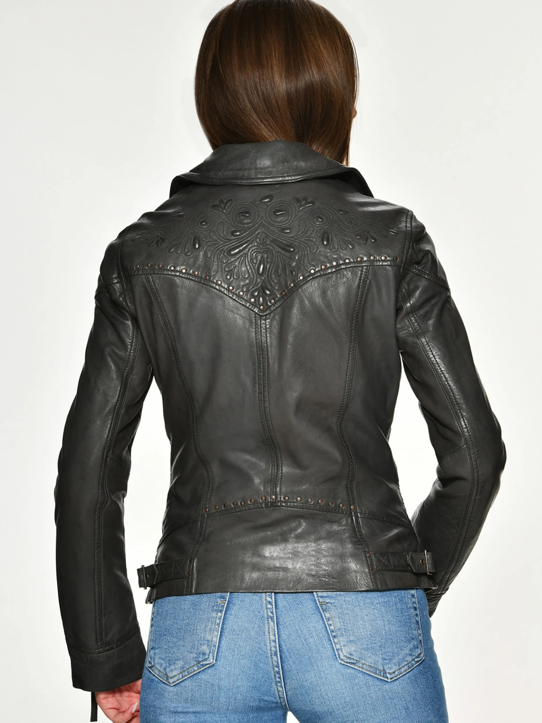 Mustang Damen Lederjacke in grau