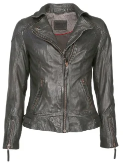 Mustang Damen Lederjacke in grau