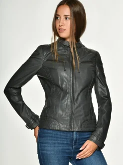 Mustang Damen Lederjacke in grau