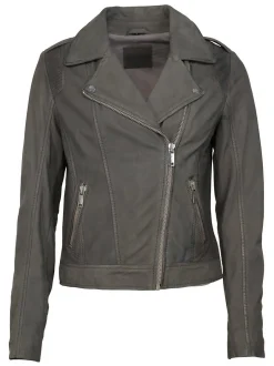 Mustang Damen Lederjacke in grau