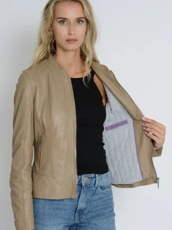 Mustang Damen Lederjacke in grau