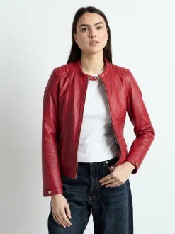 Mustang Damen Lederjacke in rot