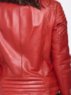 Mustang Damen Lederjacke in rot