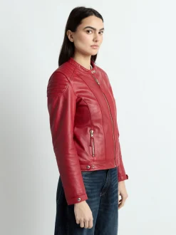 Mustang Damen Lederjacke in rot
