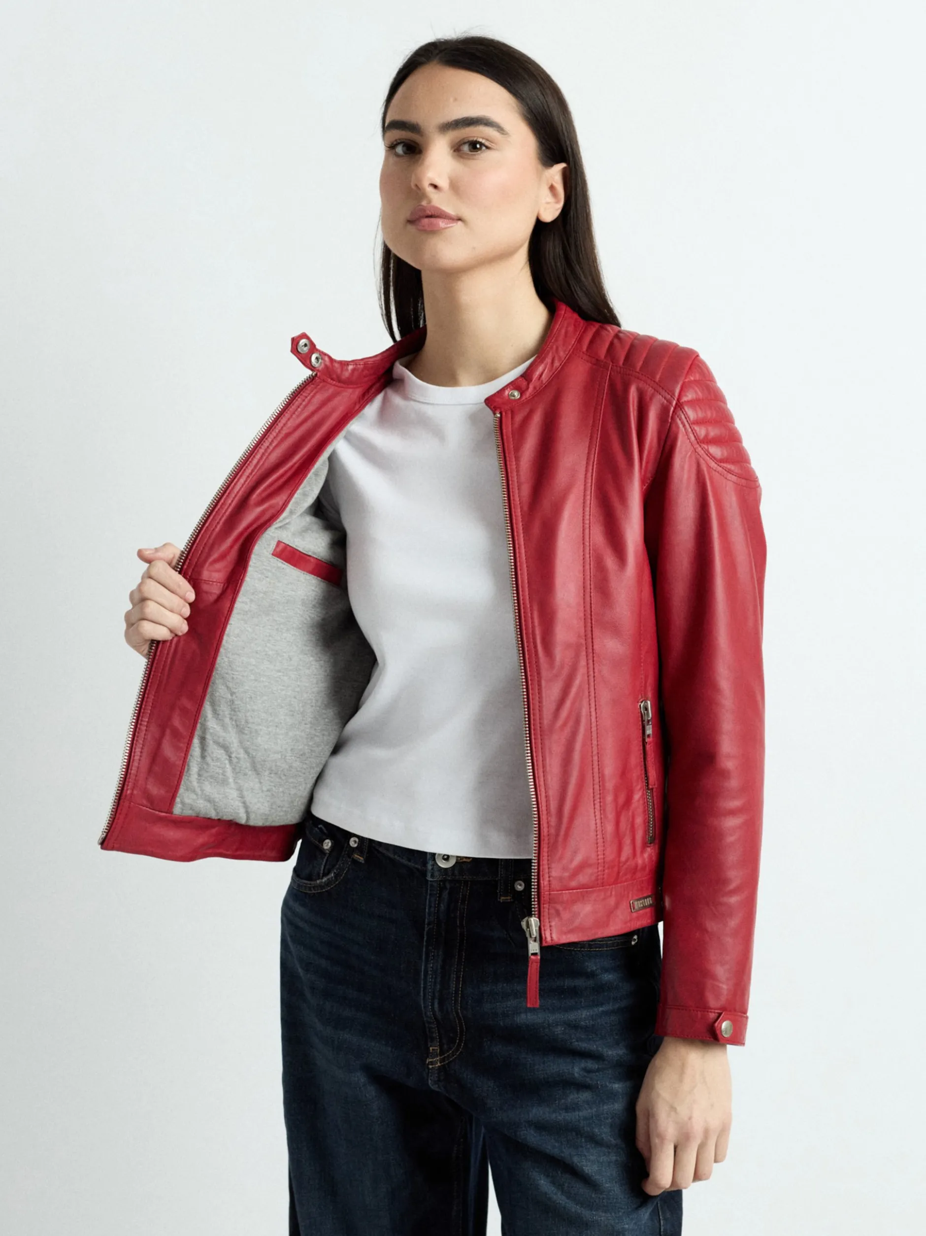 Mustang Damen Lederjacke in rot
