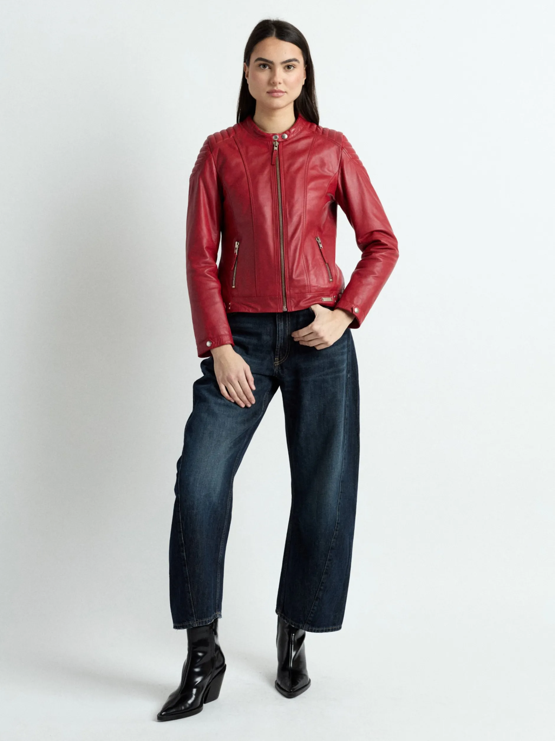 Mustang Damen Lederjacke in rot