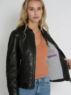 Mustang Damen Lederjacke in schwarz