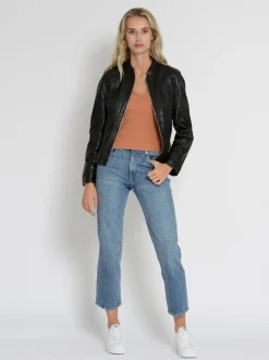Mustang Damen Lederjacke in schwarz
