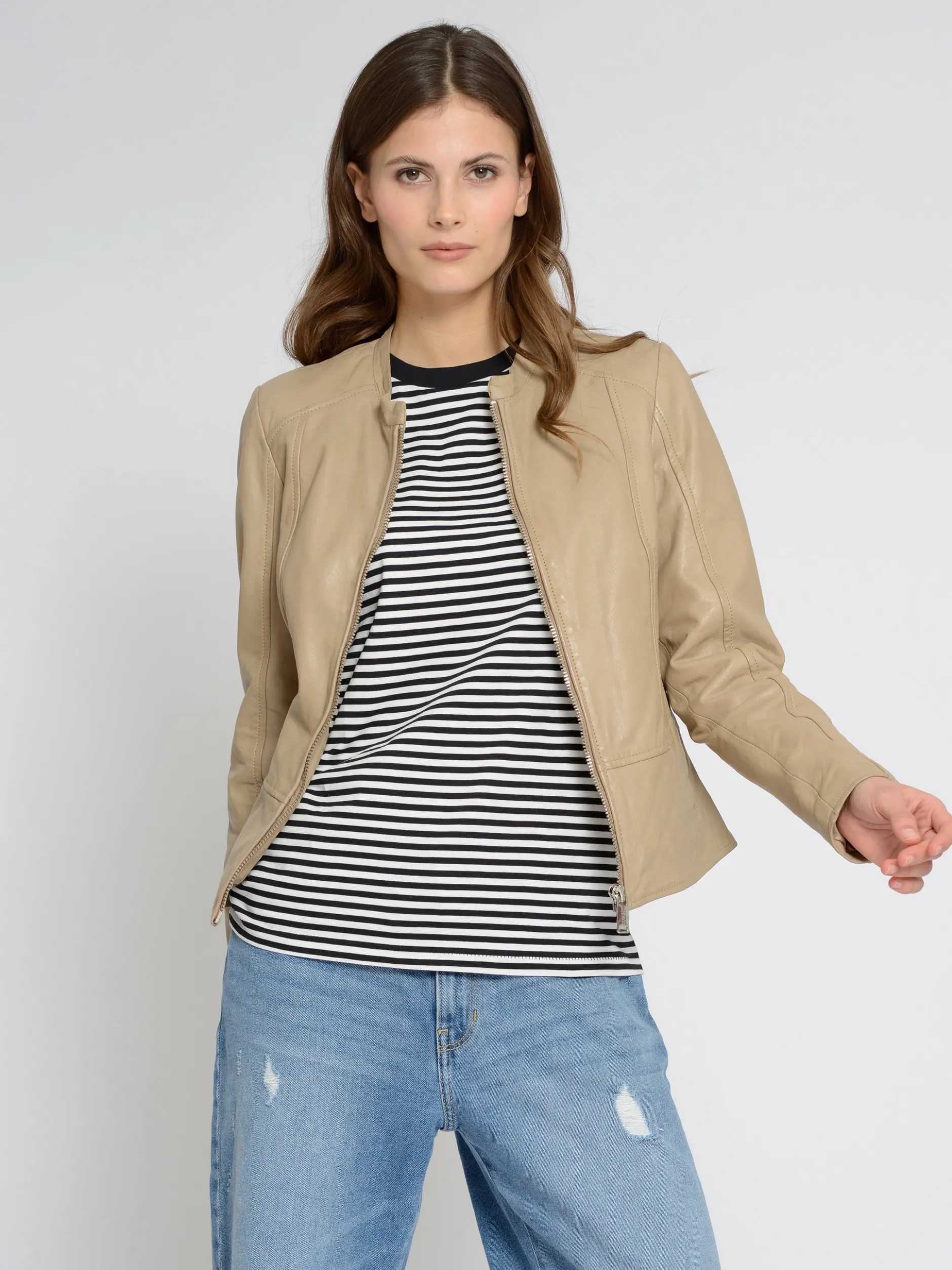 Mustang Damen Lederjacke in sand