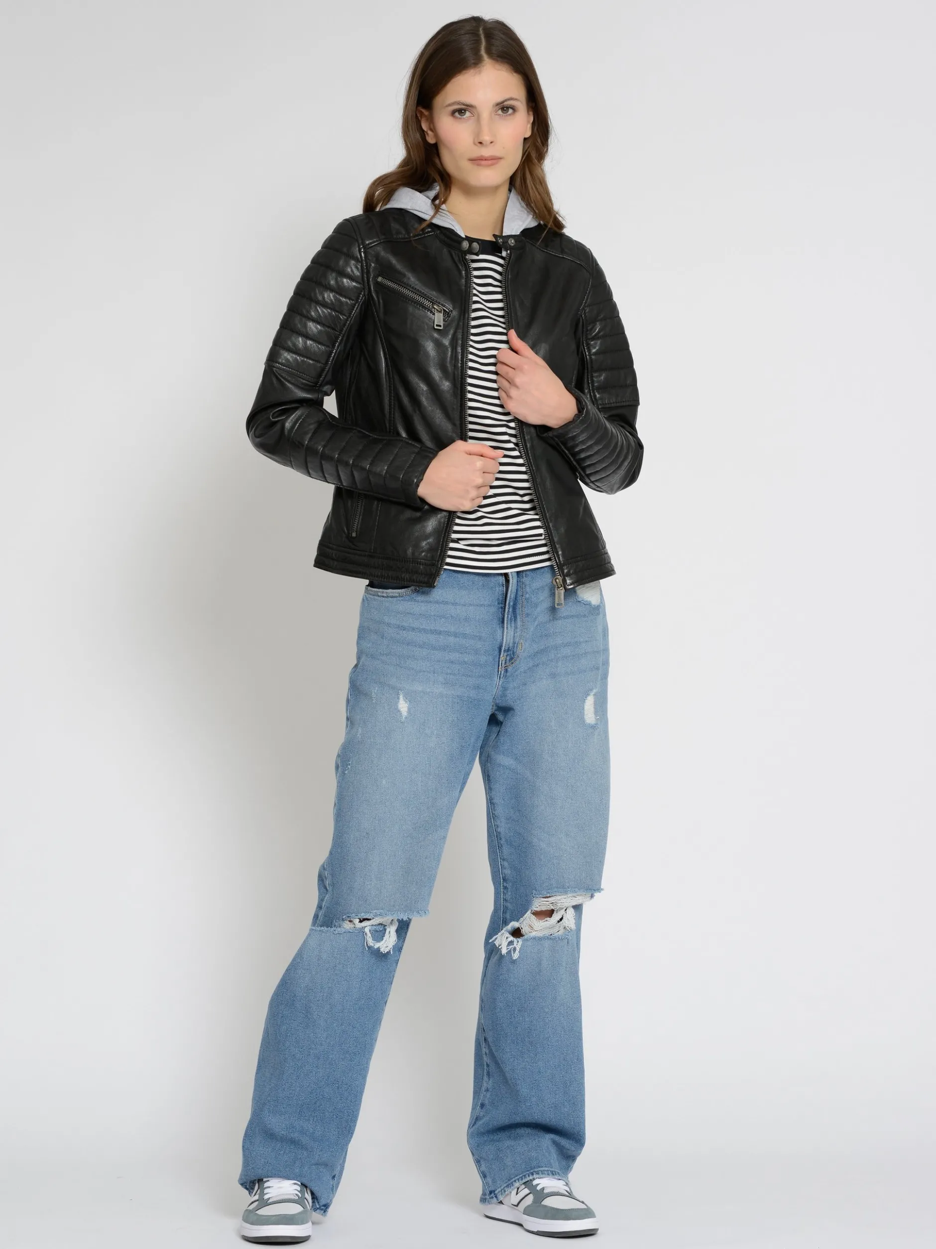 Mustang Damen Lederjacke in schwarz