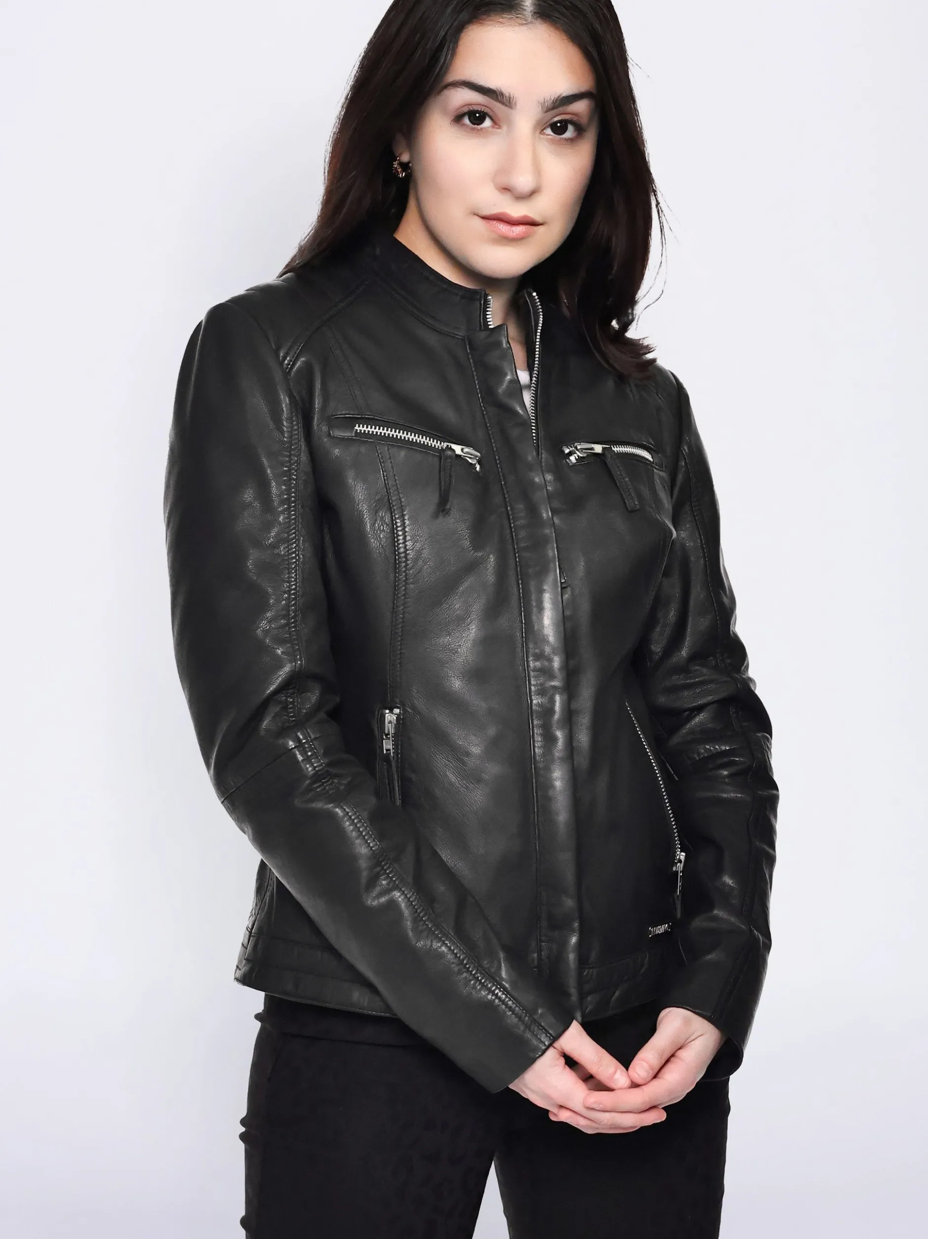Mustang Damen Lederjacke in schwarz