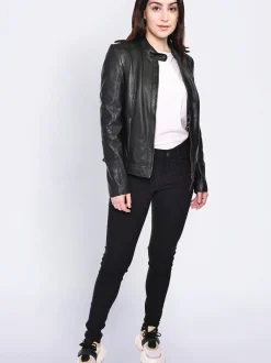 Mustang Damen Lederjacke in schwarz