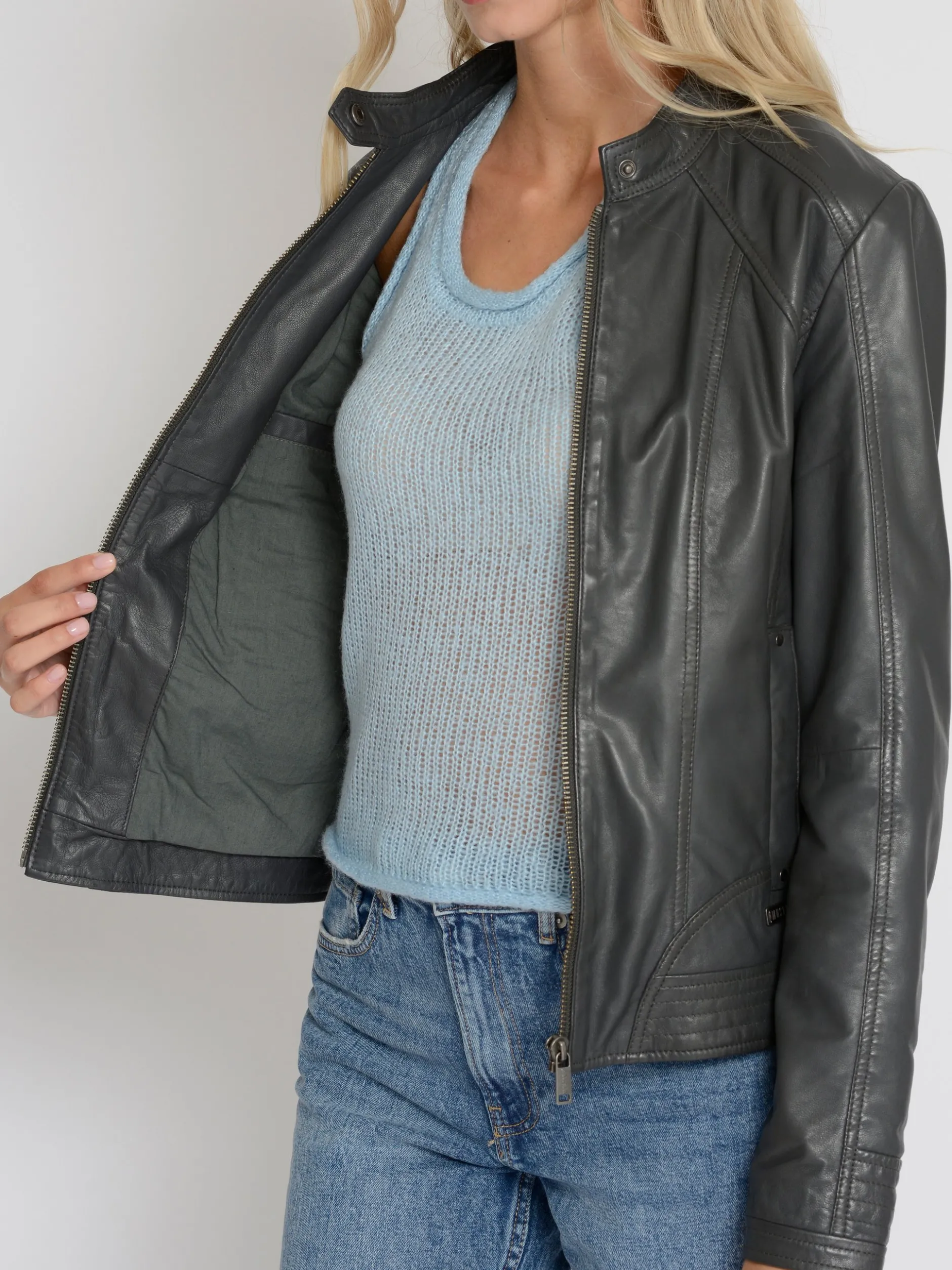 Mustang Damen Lederjacke in schwarz