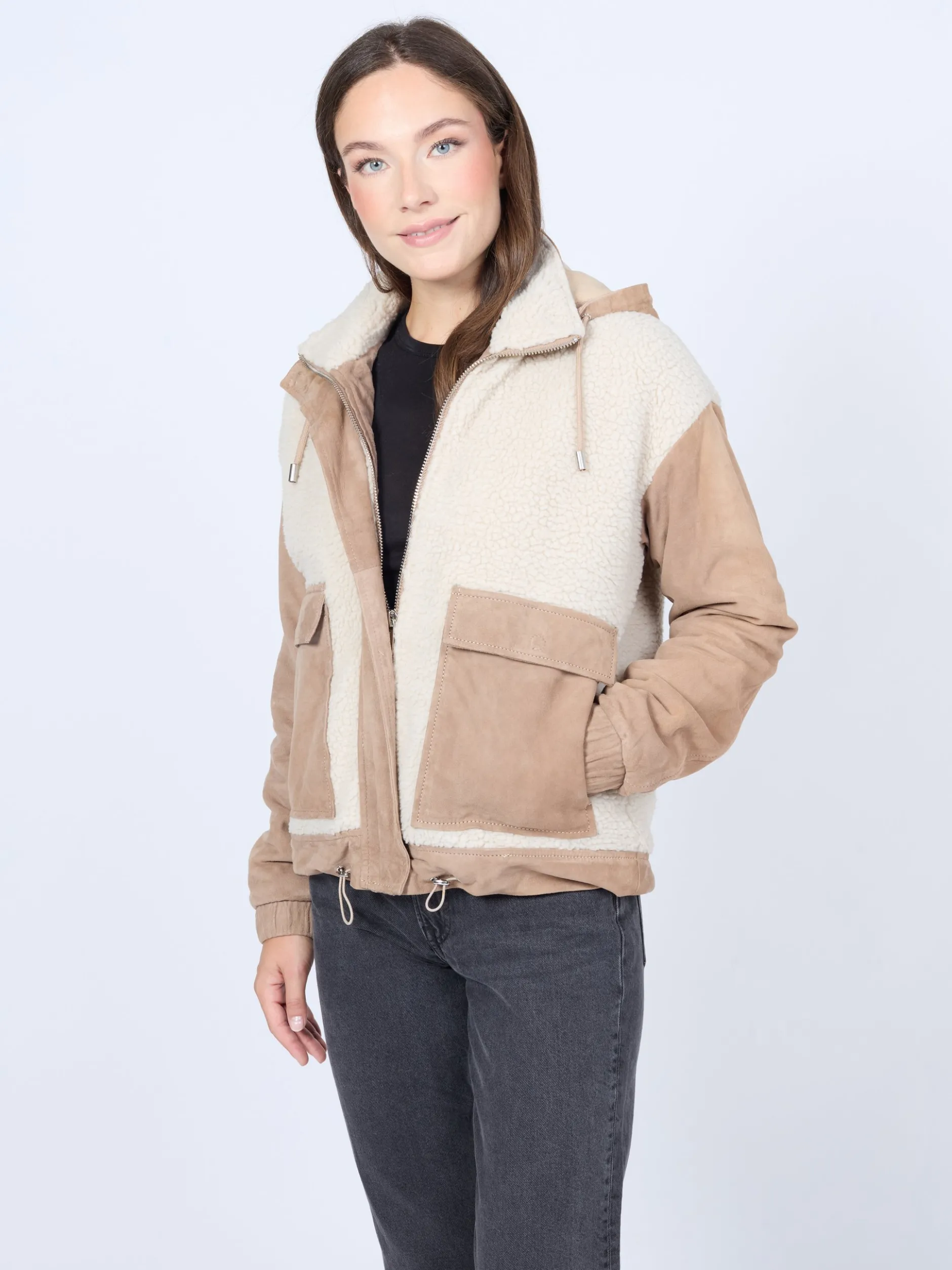 Mustang Damen Lederjacke in taupe