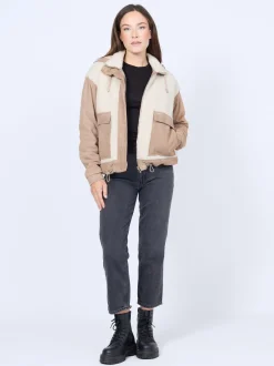 Mustang Damen Lederjacke in taupe