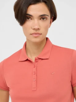 Mustang Damen Polo in rosa - Ausschnitt: Henley