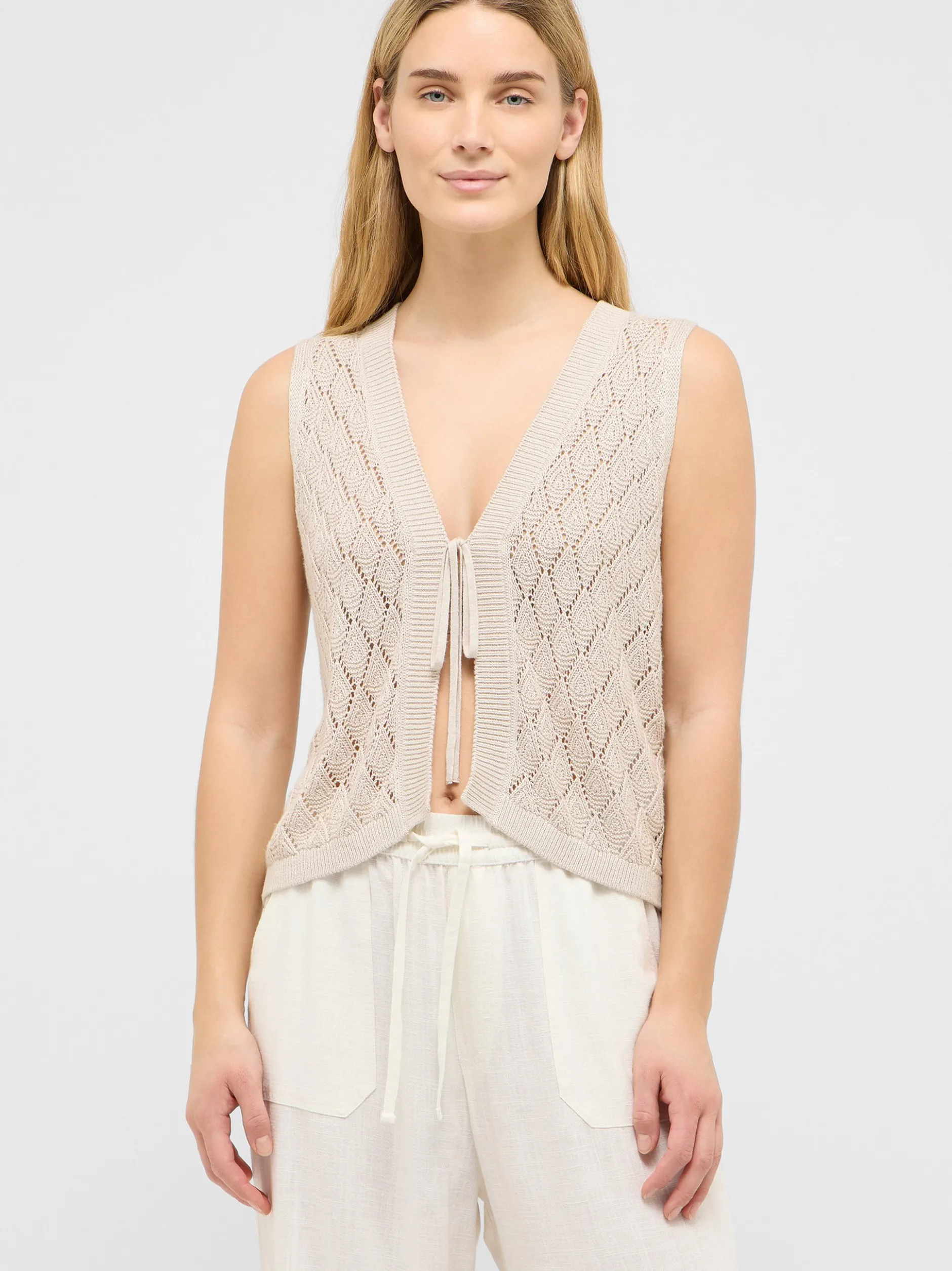 Mustang Damen Strickweste in beige