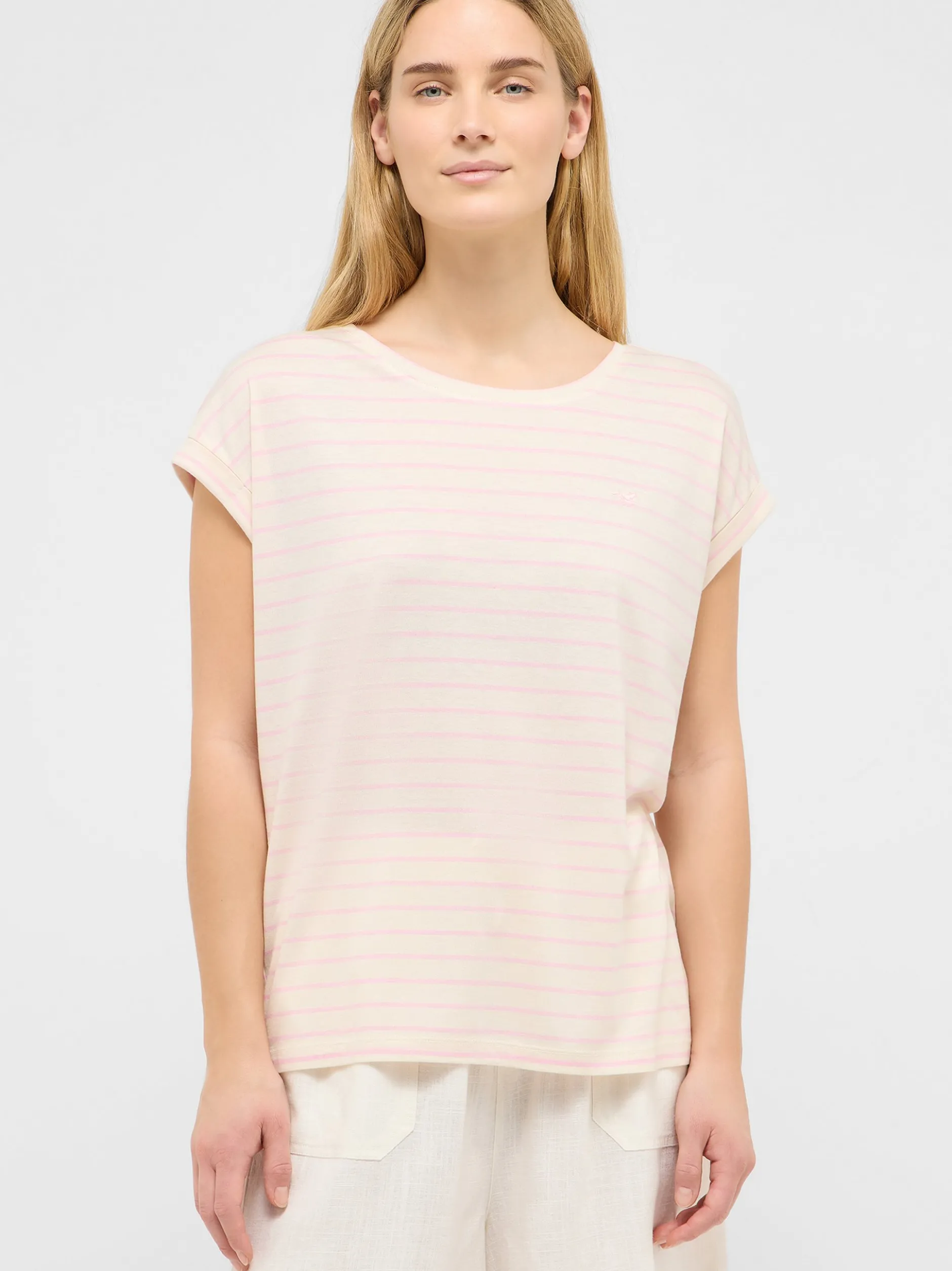 Mustang Damen T-Shirt in beige mehrfarbig