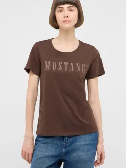 Mustang Damen T-Shirt in braun - Ausschnitt: Rundhals