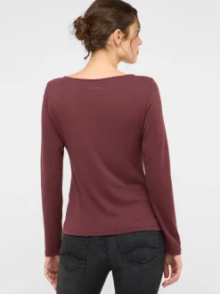 Mustang Damen T-Shirt in braun - Ausschnitt: U-Boot