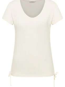 Mustang Damen T-Shirt in ecru - Ausschnitt: V-Ausschnitt