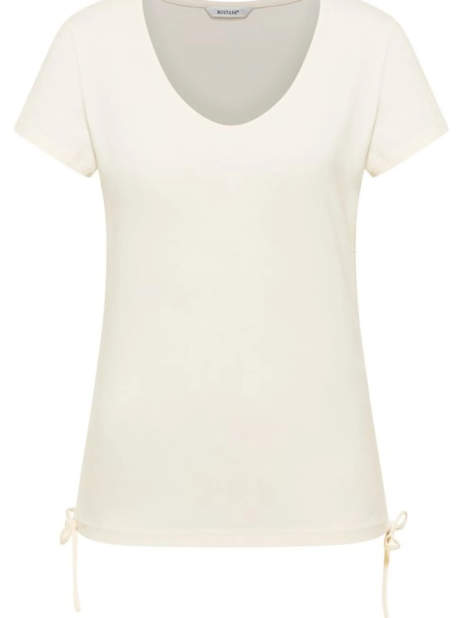 Mustang Damen T-Shirt in ecru - Ausschnitt: V-Ausschnitt