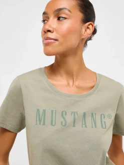 Mustang Damen T-Shirt in lind - Ausschnitt: Rundhals