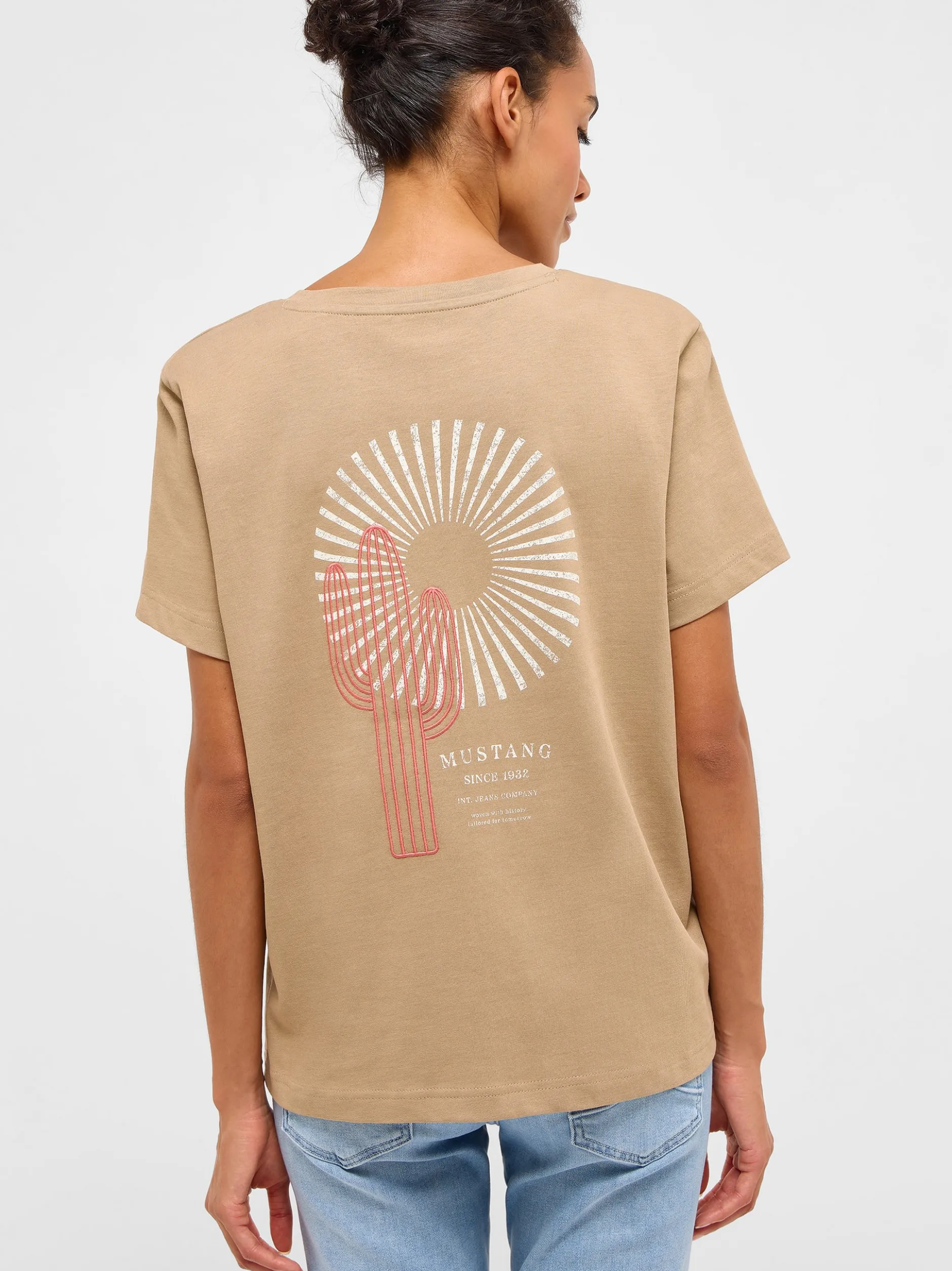 Mustang Damen T-Shirt in nougat - Ausschnitt: Rundhals