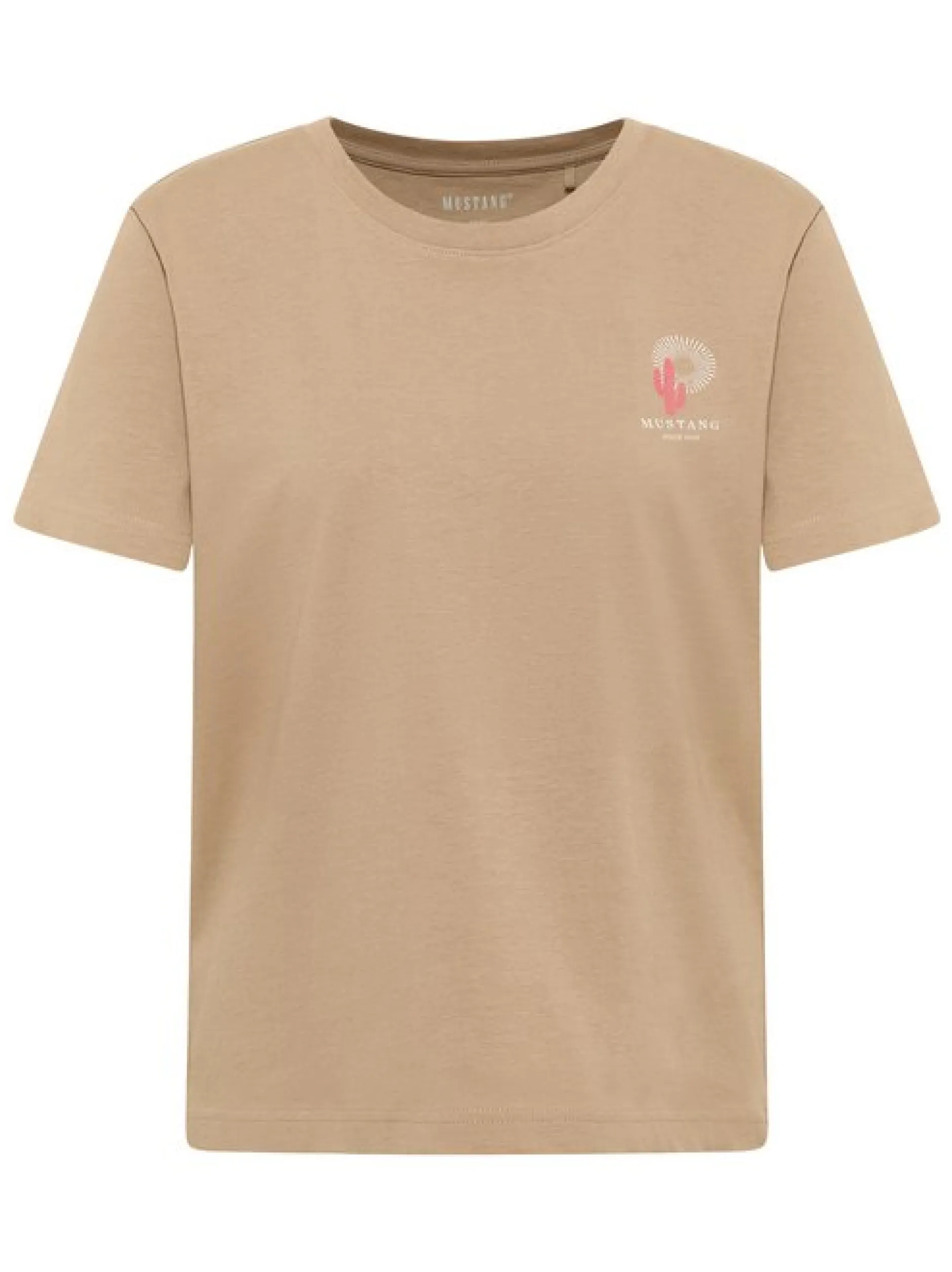 Mustang Damen T-Shirt in nougat - Ausschnitt: Rundhals